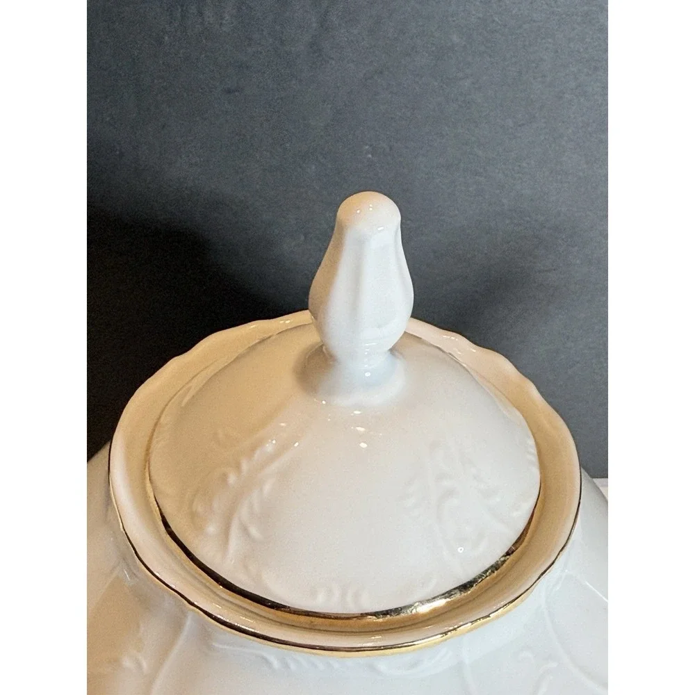 Bernadette Bohemian Porcelain White Gold Teapot Czech Republic